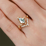 Sterling Silver 10K 14K 18K Gold Personalize Engraved Moss Agate Engagement Rings for Women