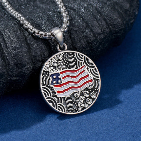Sterling Silver American Flag Football Basketball Soccer Volleyball Tennis Baseball Pendant Necklace