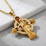 St Michael St Benedict  St Christopher Virgin MaryPendant Necklace 14K Gold Plated Christian Catholic Jewelry