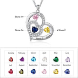 Sterling Silver Personalized Name Birthstone Mothers Necklace for Women