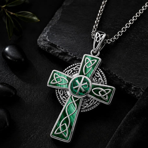 14K Gold Plated Celtic Vikin Cross Pendant Necklace Irish Jewelry Religious Protective Gift
