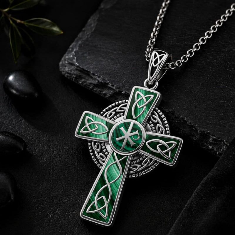 14K Gold Plated Celtic Vikin Cross Pendant Necklace Irish Jewelry Religious Protective Gift