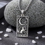 Sterling Silver Tarot Card Pendant  Necklace for Men Gothic Amulet Jewelry