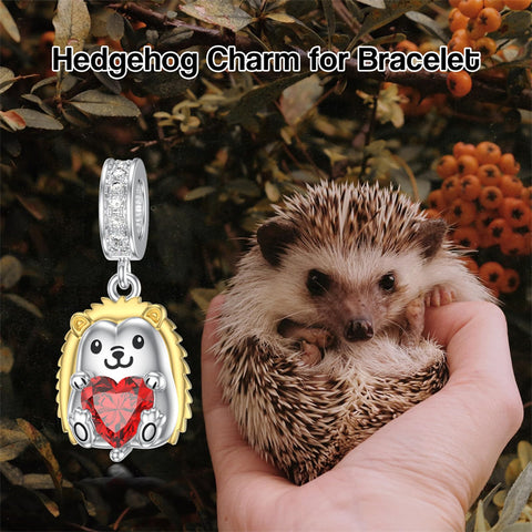 925 Sterling Silver Cubic Zircon Hedgehog Charm Beads