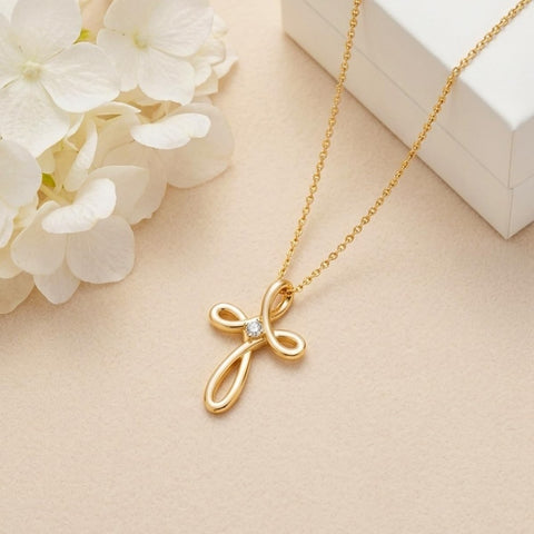 14K Gold Plated Cross Pendant Necklace for Women Faith Jewelry for Anniversary Christmas  Birthday Mother's Day