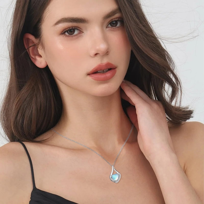 Sterling Silver Heart Shape Tear Dangle Urn Necklace for Ashes