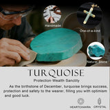 14K Gold Plated Turquoise Malachite Cross Necklace for Men Christianity Cross Jewelry