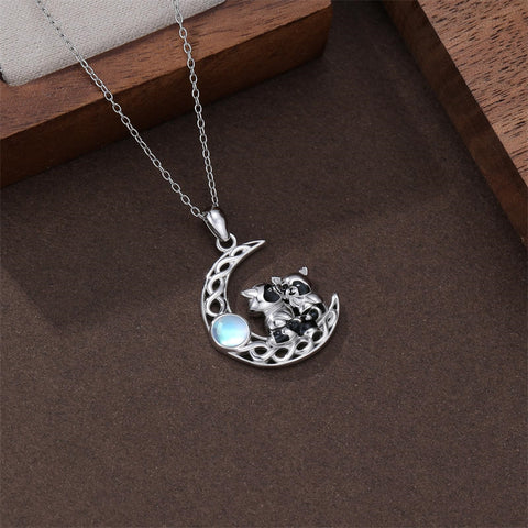Sterling Silver Raccoon Pendant Necklace