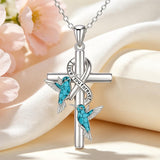 Sterling Silver  Hummingbird Blue Jay Dragonfly Butterfly Cross Necklace Engraved with I Love You Forever