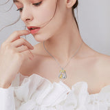 Sterling Silver Bunny Girl Pendant Necklace With Engraved Always in My Heart