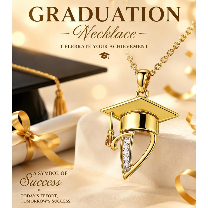 Initial  Graduation 14K Gold Plated Inspiring Grad Pendant Necklace Graduations Jewelry Gifts