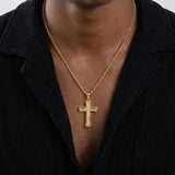14K Gold Plated Cubic Zircon Cross Pendant Necklace for Men Birthdays Anniversary Christmas Father's Day Gift