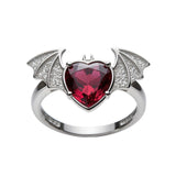 Sterling Silver Personalized Birthstone Punk Skull Bat Snake Ring Goth Jewelry for Halloween Birthday