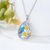 Sterling Silver Blue Dragonfly Pendant Necklace
