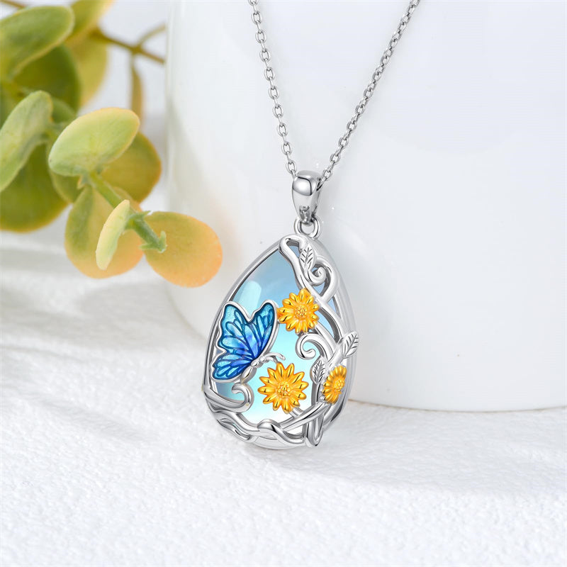 Sterling Silver Blue Dragonfly Pendant Necklace