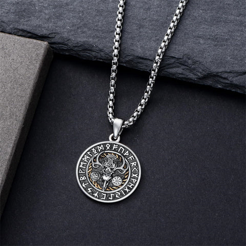 Sterling Silver Amulet Medal  St Sebastian Saint Christopher Viking Deer Pendant Necklace