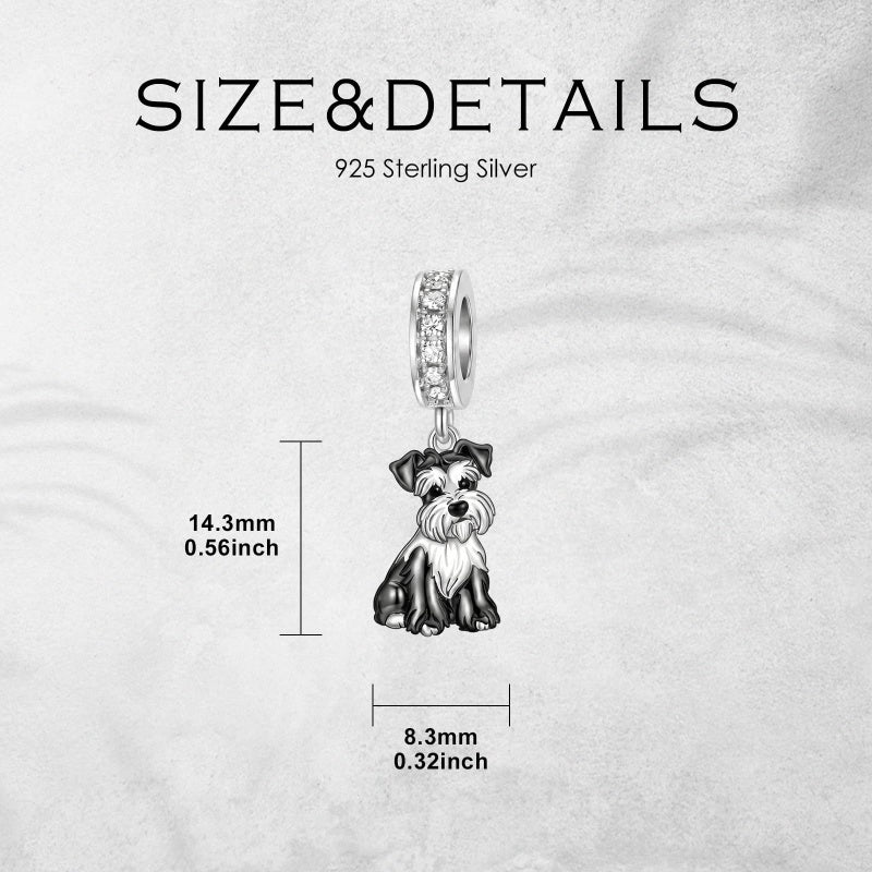 Sterling Silver Pit Bull Schnauzer Yorkie Corgi Dachshund Dog Charm Beads Fits Bracelets & Necklaces  for Women