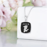 Sterling Silver Personalized Birthstone Engraved Class Pendant Necklace