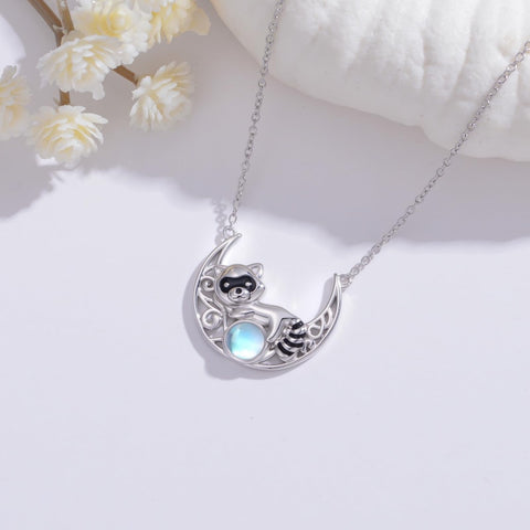 Sterling Silver Moonstone Celtic Knot Raccoon Otter Pig Dolphin Cow Pendant Necklace Birthday Mother's Day Gift