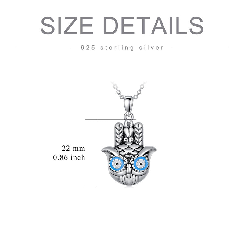 Sterling Silver Hamsa Hand Owl Egyptian Cat Lion Pendant Necklace