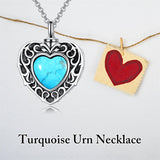 Sterling Silver Moonstone Turquoise Moss Agate Heart Shaped Urn Necklace for Ashes