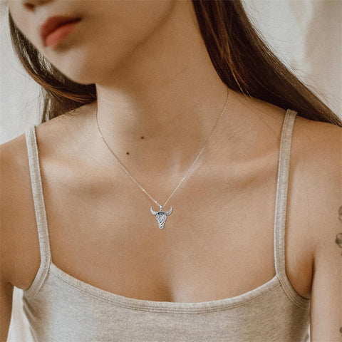 Sterling Silver  Bull Pendant Necklace