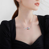 Sterling Silver Personalized Birthstone Name Wave Pendant Family Necklace