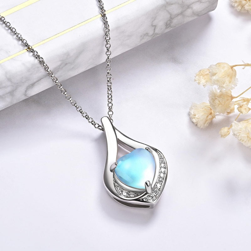 Sterling Silver Heart Shape Tear Dangle Urn Necklace for Ashes