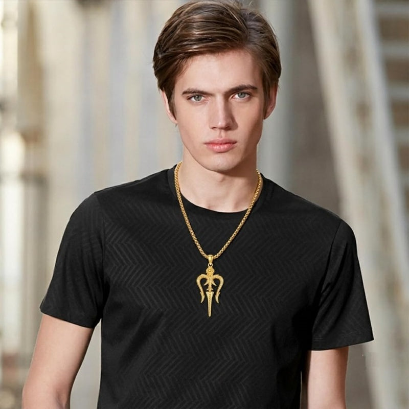 14K Gold Plated Cross Pendant Necklace for Men Religious Jewelry Christian Gift