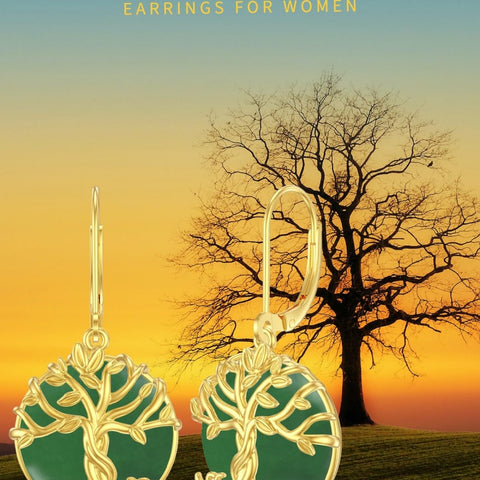 14K Gold Plated Natural Jade  Earrings for Women Good Fortune Jewelry Birthday Mother's Day Gifts