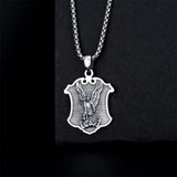 Sterling Silver Crown of Thorns Jesus St Benedict St Michael Pendant Necklace