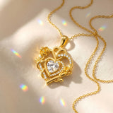 Heart Rose Pendant Necklace for Women  14K Gold Plated Mothers Day  Anniversary Birthday Gift