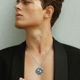 Sterling Silver Memento Mori Gothic Skull Amulet Pendant Necklace for Men