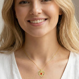 14K Gold Plated  Birthstone Rose Flower Pendant Necklace Birthday Wedding Anniversary Jewelry Gifts for Women