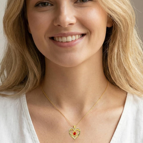 14K Gold Plated  Birthstone Rose Flower Pendant Necklace Birthday Wedding Anniversary Jewelry Gifts for Women