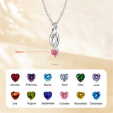 10K 14K 18K Gold Personalized 1-6 Simulated Birthstones Mother's Name Heart Pendant Necklace