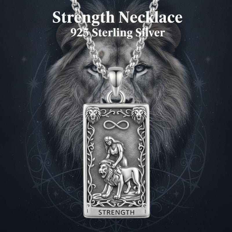 Sterling Silver Tarot Card Pendant  Necklace for Men Gothic Amulet Jewelry