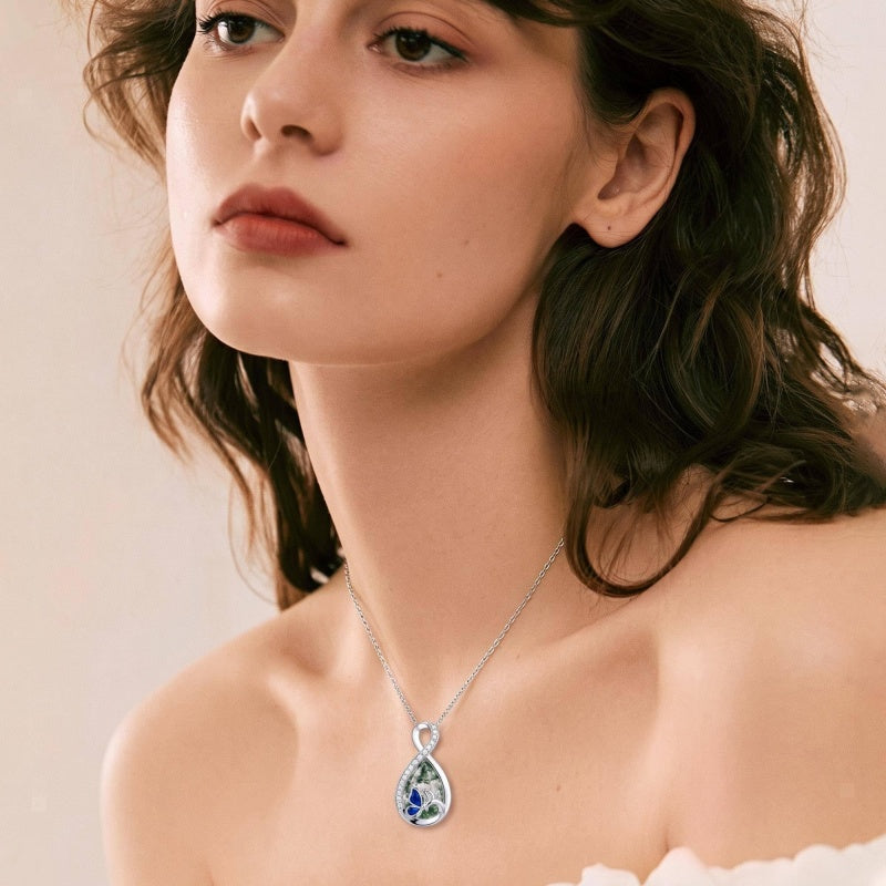 Sterling Silver Teardrop Gemstone Rose Butterfly Infinity Heart Necklace for Women