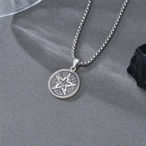 Sterling Silver Triple Moon Goddess Tetragrammaton Lilith Hecate  Pagan Wiccan Amulet Pendant Necklace