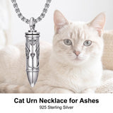 Sterling Silver Animal Angel Wings Pet Jesus Bullet Urn Necklaces for Ashes for Men