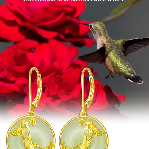 14K Gold Plated Natural Jade  Earrings for Women Good Fortune Jewelry Birthday Mother's Day Gifts