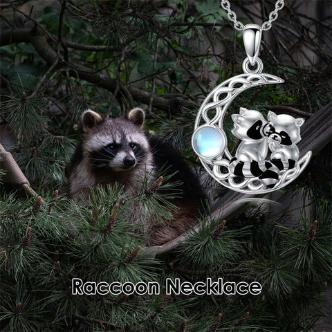 Sterling Silver Raccoon Pendant Necklace
