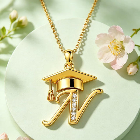 Initial  Graduation 14K Gold Plated Inspiring Grad Pendant Necklace Graduations Jewelry Gifts