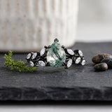 Sterling Silver 10K 14K 18K Gold 1-4CT Moss Agate Engagement Ring Promise Ring