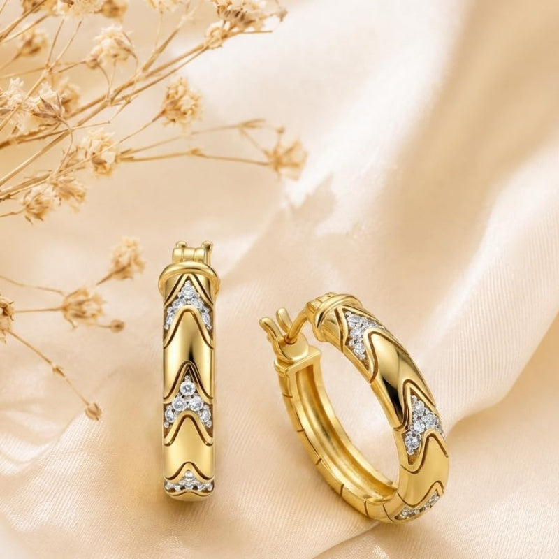 14K Gold Plated Hoop Earrings Jewelry Gift for Birthday Anniversary Mother's Day