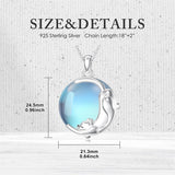Sterling Silver Moonstone Cat Pendant Necklace