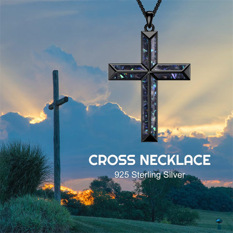 Sterling Silver Cross Religious Necklace for Men