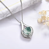 Sterling Silver Heart Shape Tear Dangle Urn Necklace for Ashes