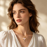 14K Gold Plated 12-Month Birthstone Infinity Angel Wings Pendant Necklace for Women