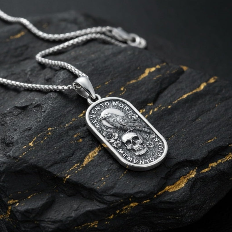Sterling Silver Memento Mori Tree of Life Anubis Pendant Viking Amulet   Protection Pendant Necklace Halloween Gift
